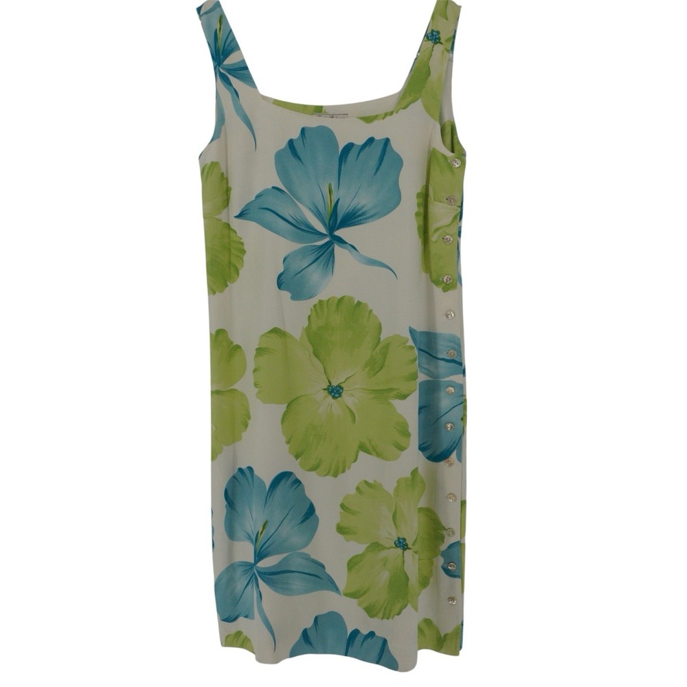 Tommy Bahama Stretch Silk Hawaiian Tropical Dress Med Floral Leaves Vacation